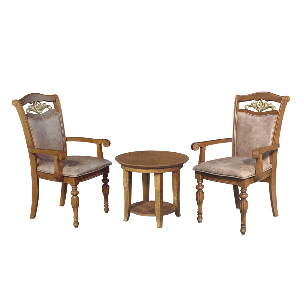 Victoria Solid Wood Arm Chair + Side Table Set (1 + 2) Arturo